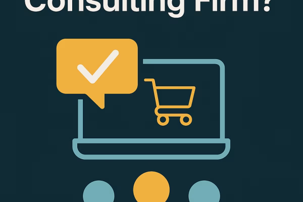 Digital workspace with analytics dashboards and eCommerce storefront on screen, representing eCommerce consulting services and systems integration.